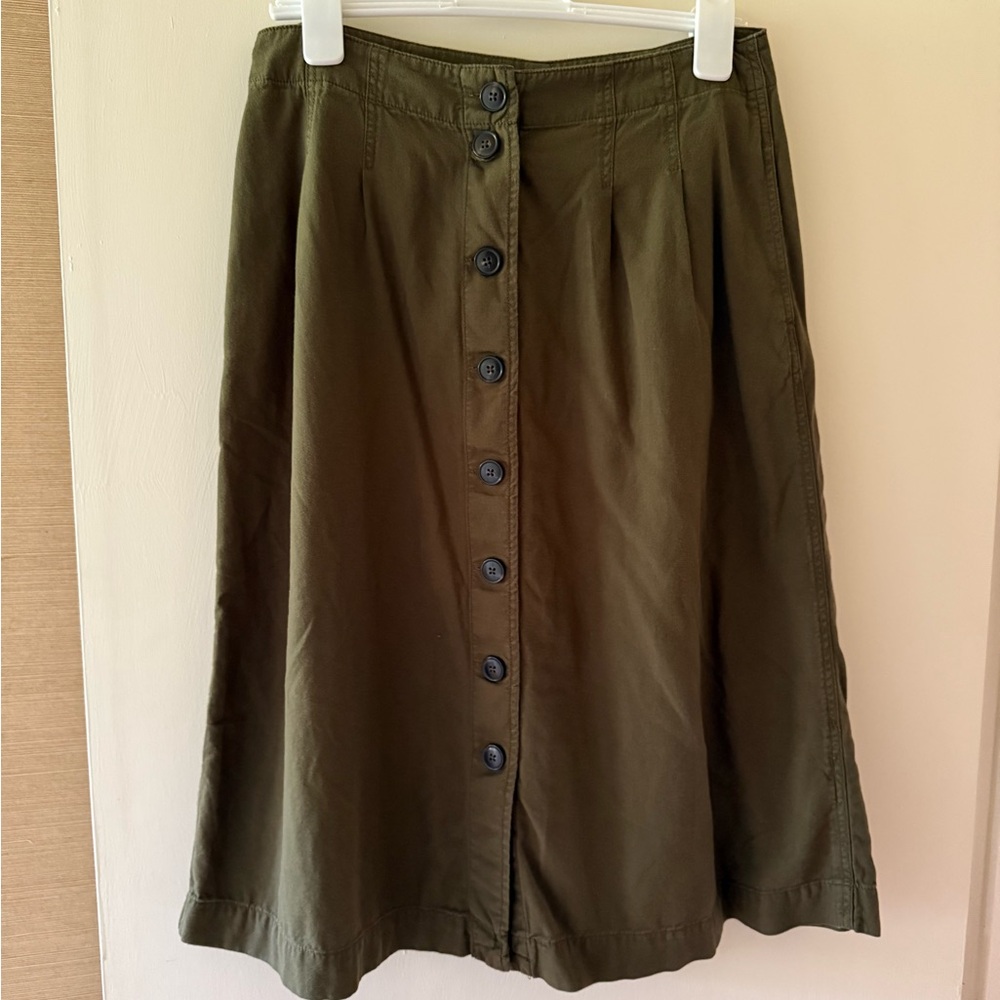 Madewell Khaki Button-Down Midi Skirt